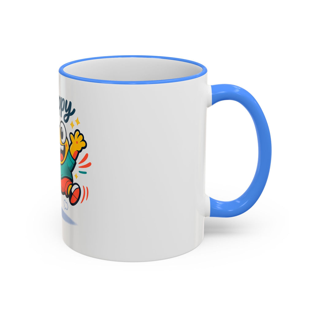 Happy Monster Accent Rim Mug – Cheerful Cute Cartoon Coffee Cup (11oz/15oz)