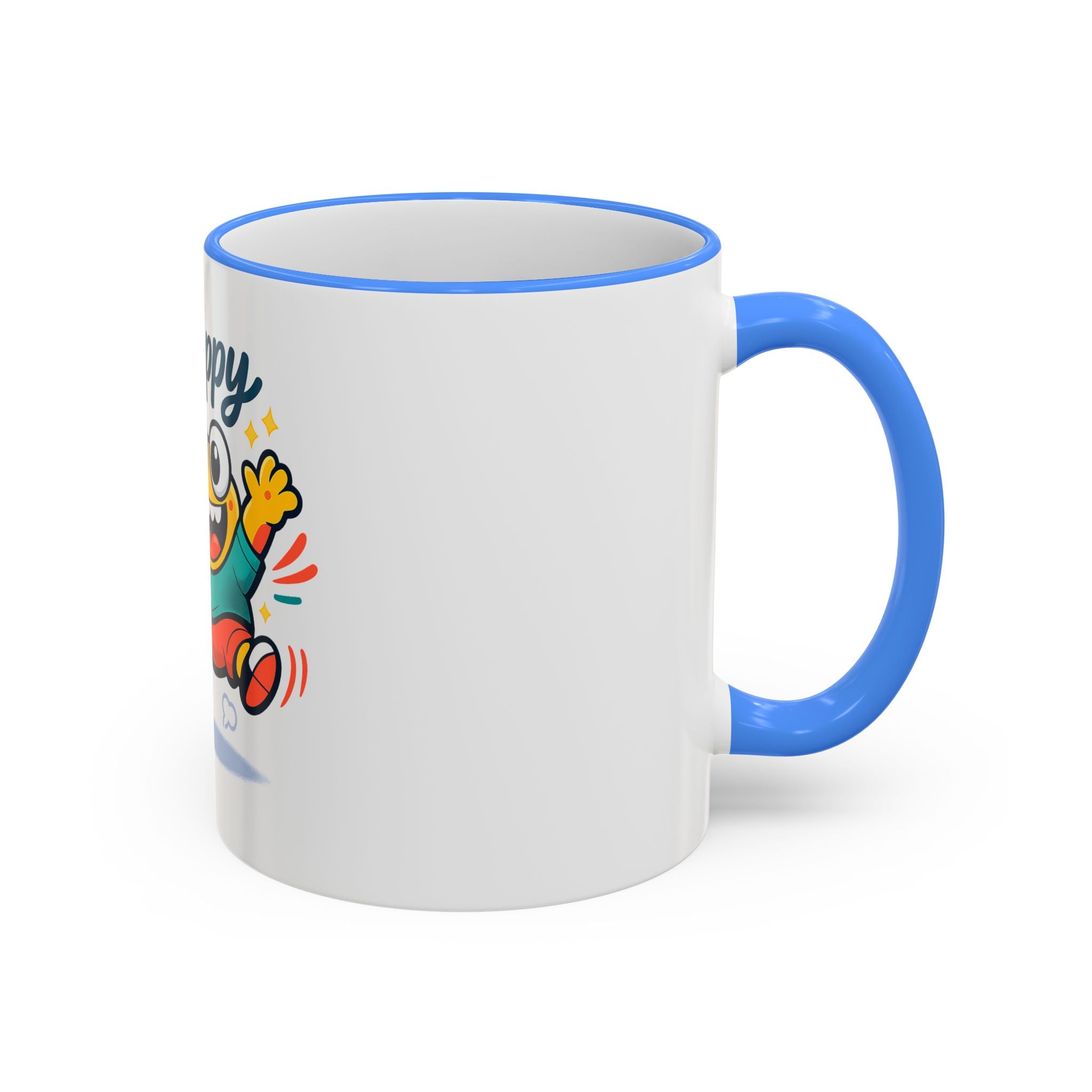 Happy Monster Accent Rim Mug – Cheerful Cute Cartoon Coffee Cup (11oz/15oz)