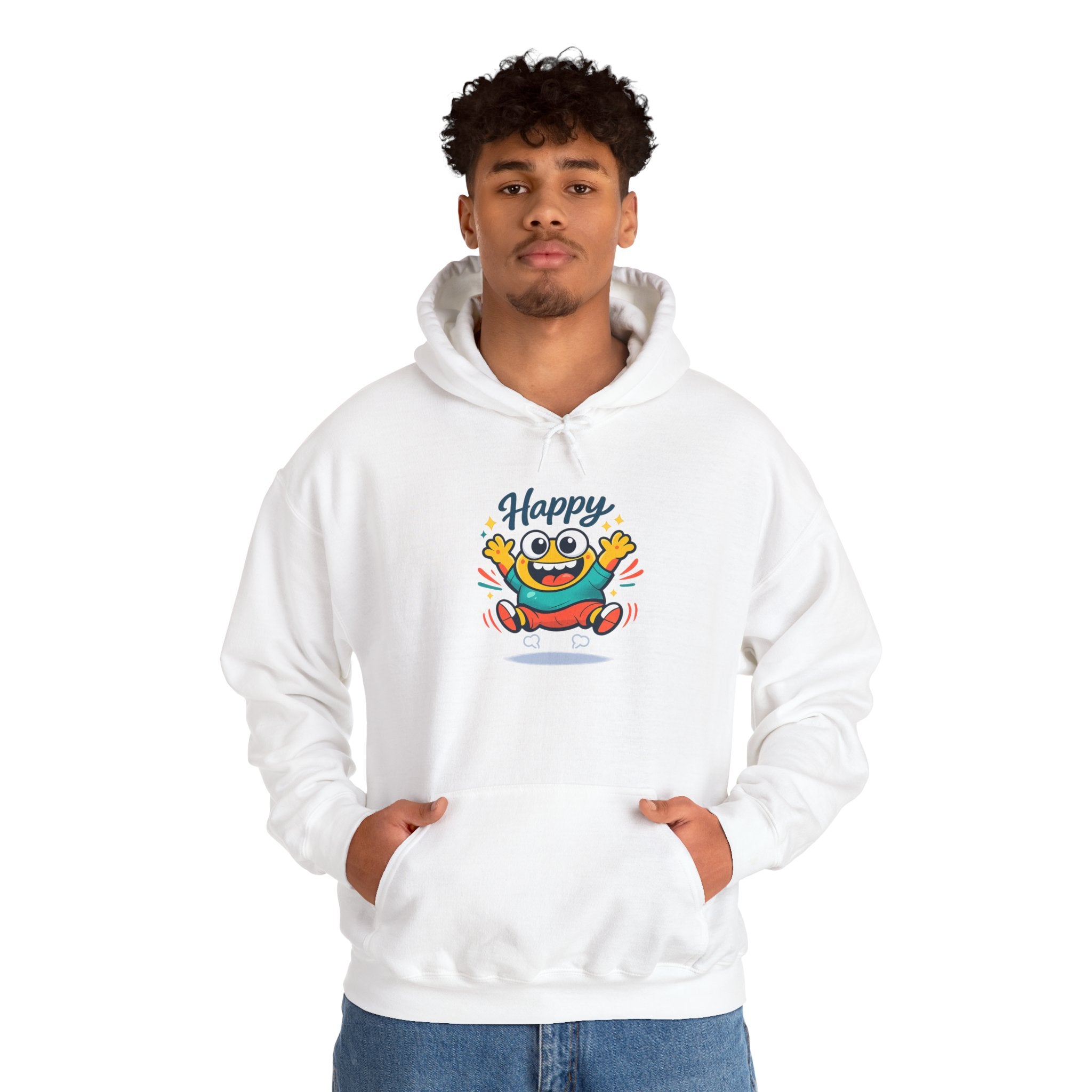 Happy Blob Cartoon Hoodie – Minimal Smiley Graphic Pullover
