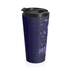 Galactic Dreamscape Travel Mug — 'Reality' Space Skull Stainless Steel Tumbler (Nautical Blue)