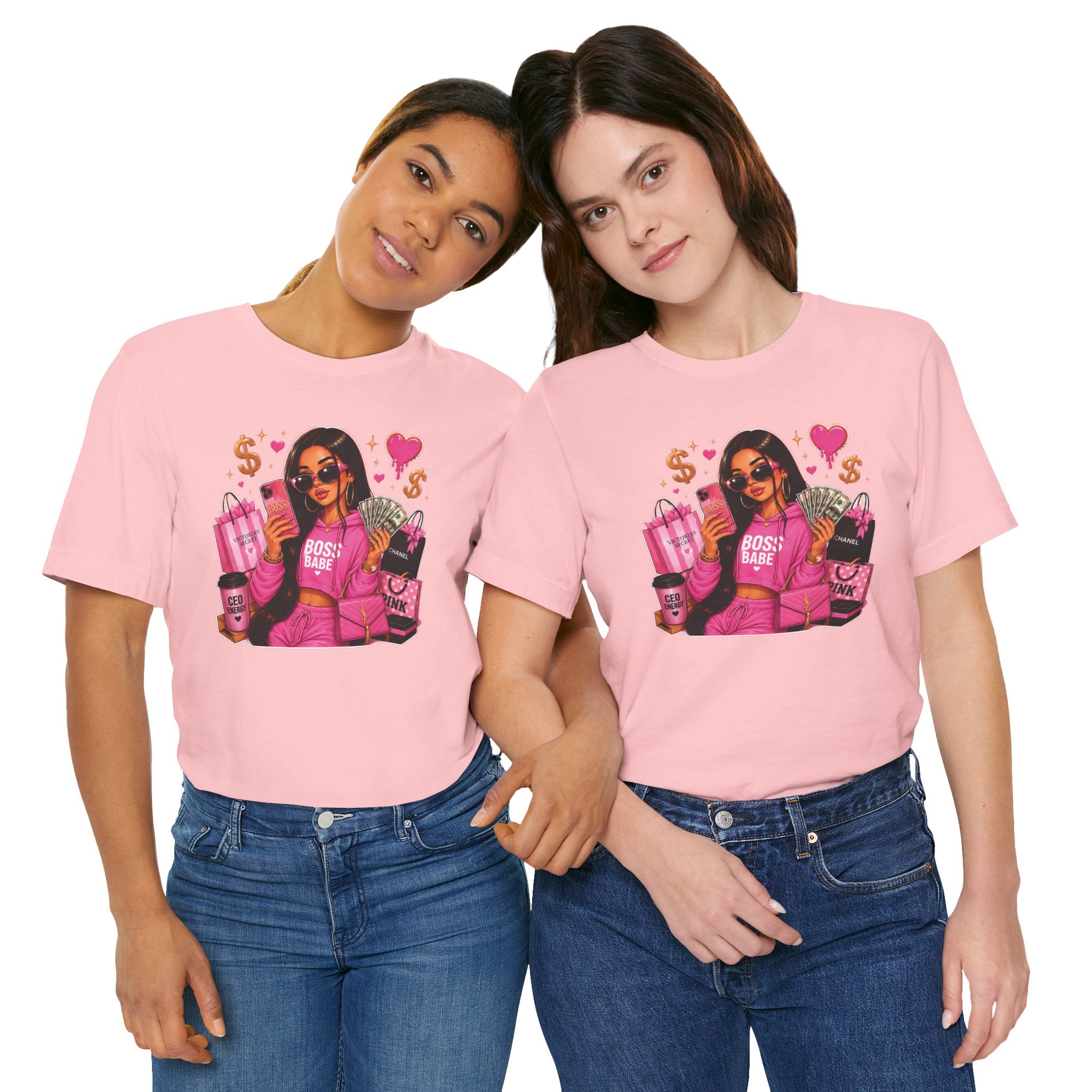 Boss Babe Pink Fashion Tee — Women’s Glam Money & Shopping Graphic Shirt