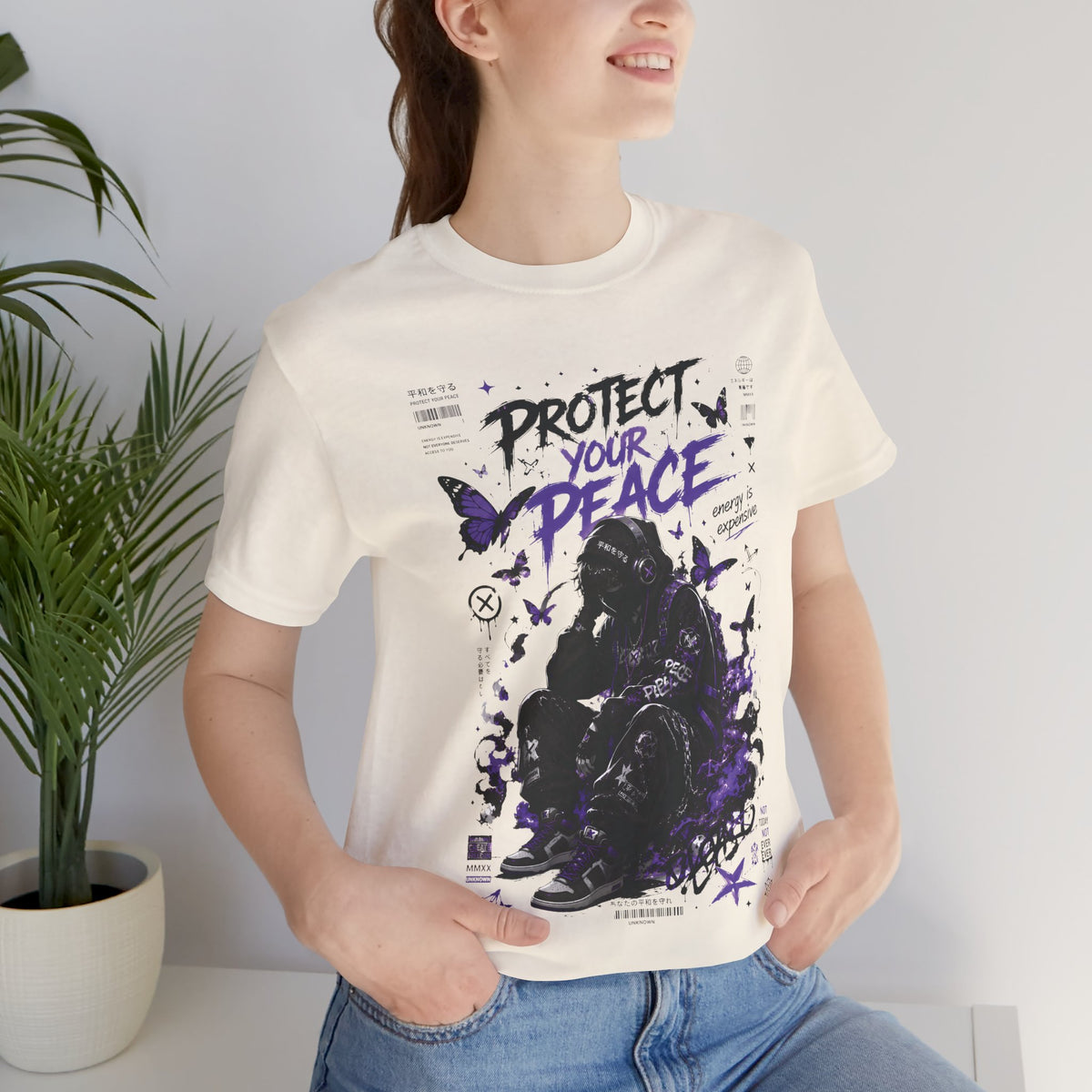 Protect Your Peace Gothic Butterfly Graphic T Shirt