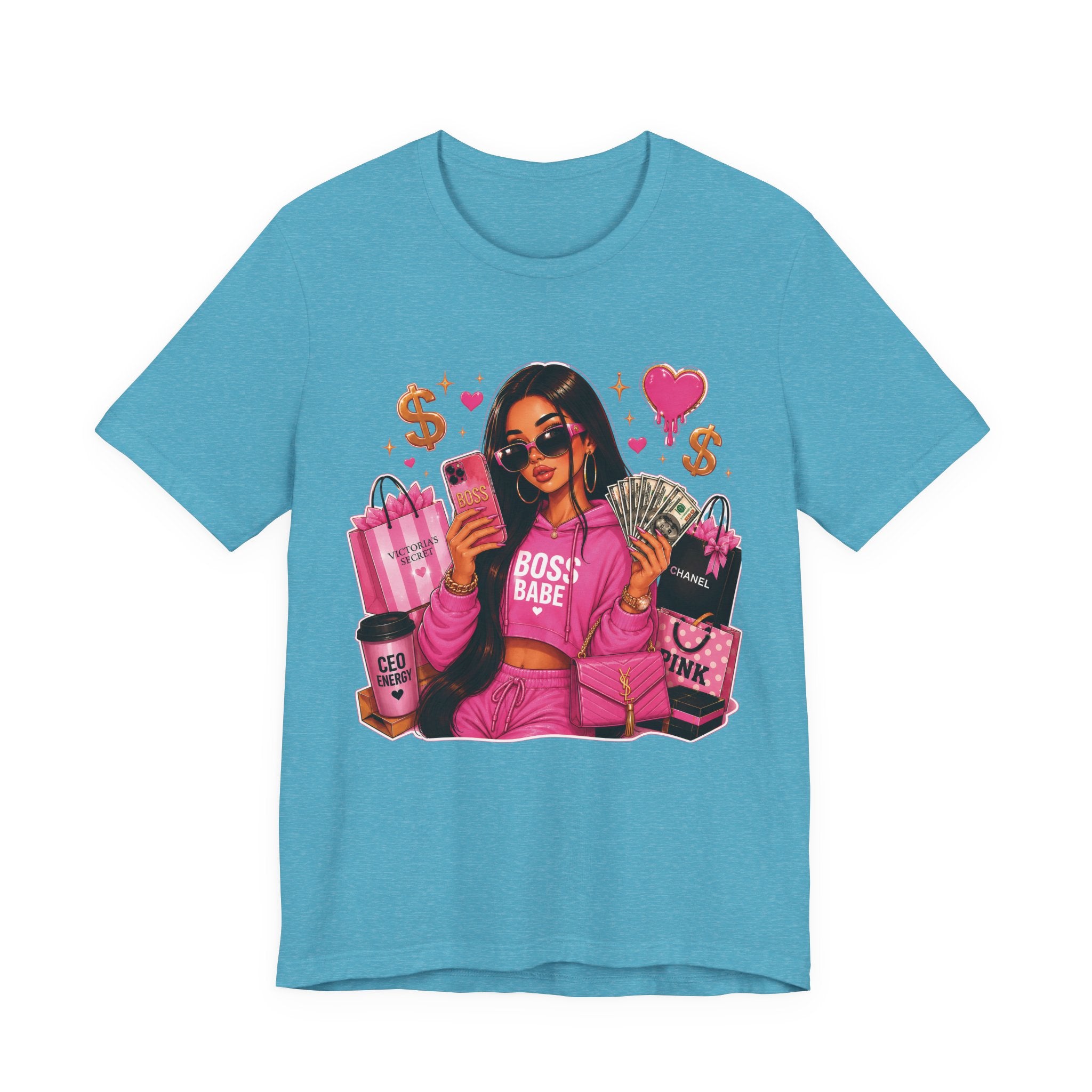 Boss Babe Pink Fashion Tee — Women’s Glam Money & Shopping Graphic Shirt