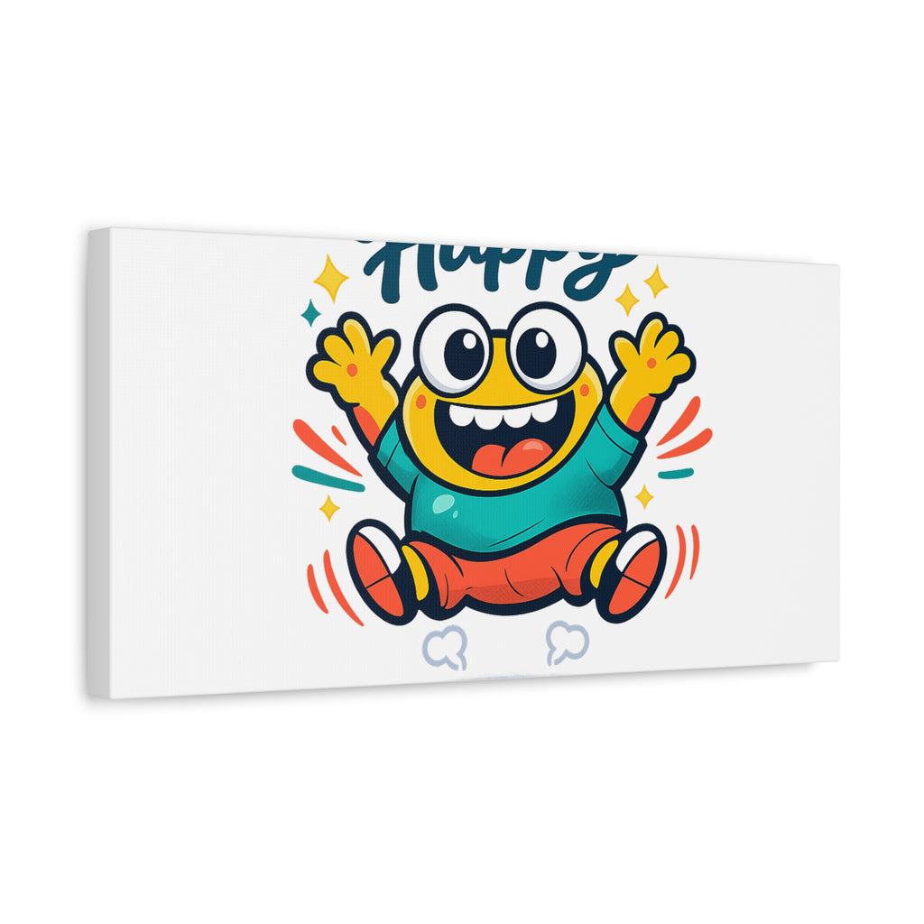 Happy Blob Cartoon Canvas | Bold Cartoon, Thick Outline, Kawaii Minimal