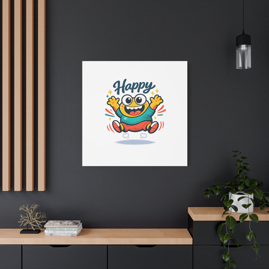 Happy Blob Cartoon Canvas | Bold Cartoon, Thick Outline, Kawaii Minimal