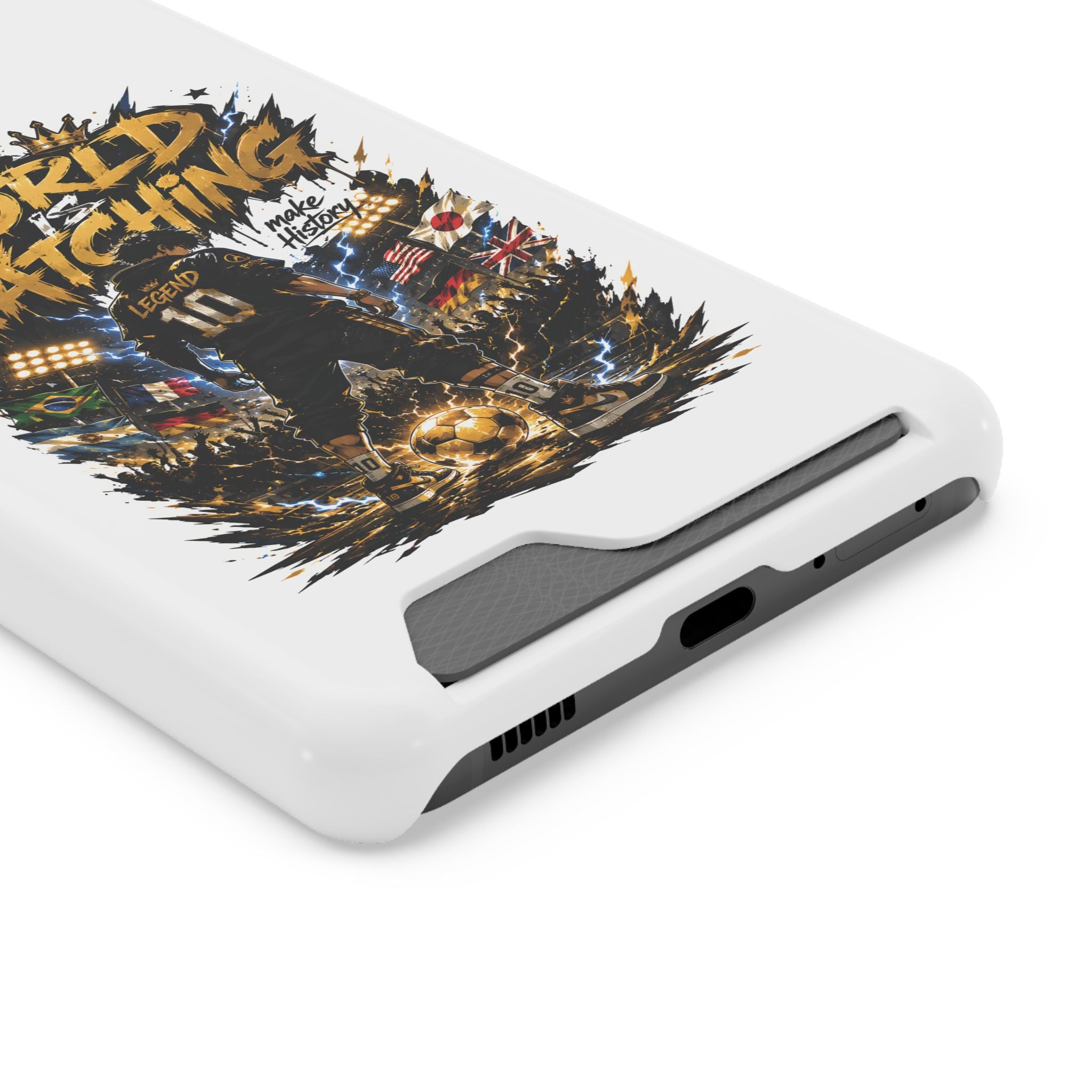 Phone Case — “The World Is Watching” Soccer Card-Holder Case