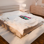 Retro Racing Car Plush Blanket – Soft Velveteen Throw