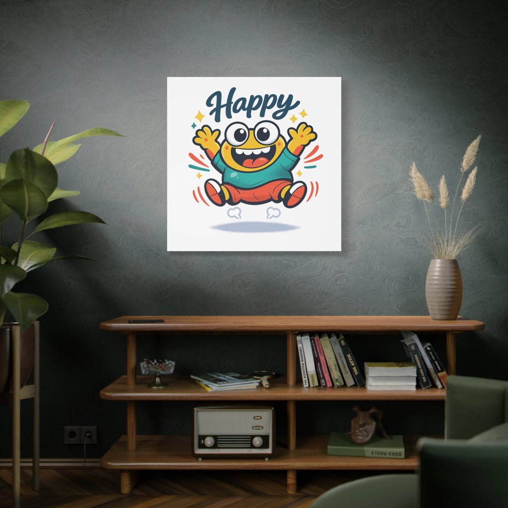 Happy Blob Cartoon Canvas | Bold Cartoon, Thick Outline, Kawaii Minimal