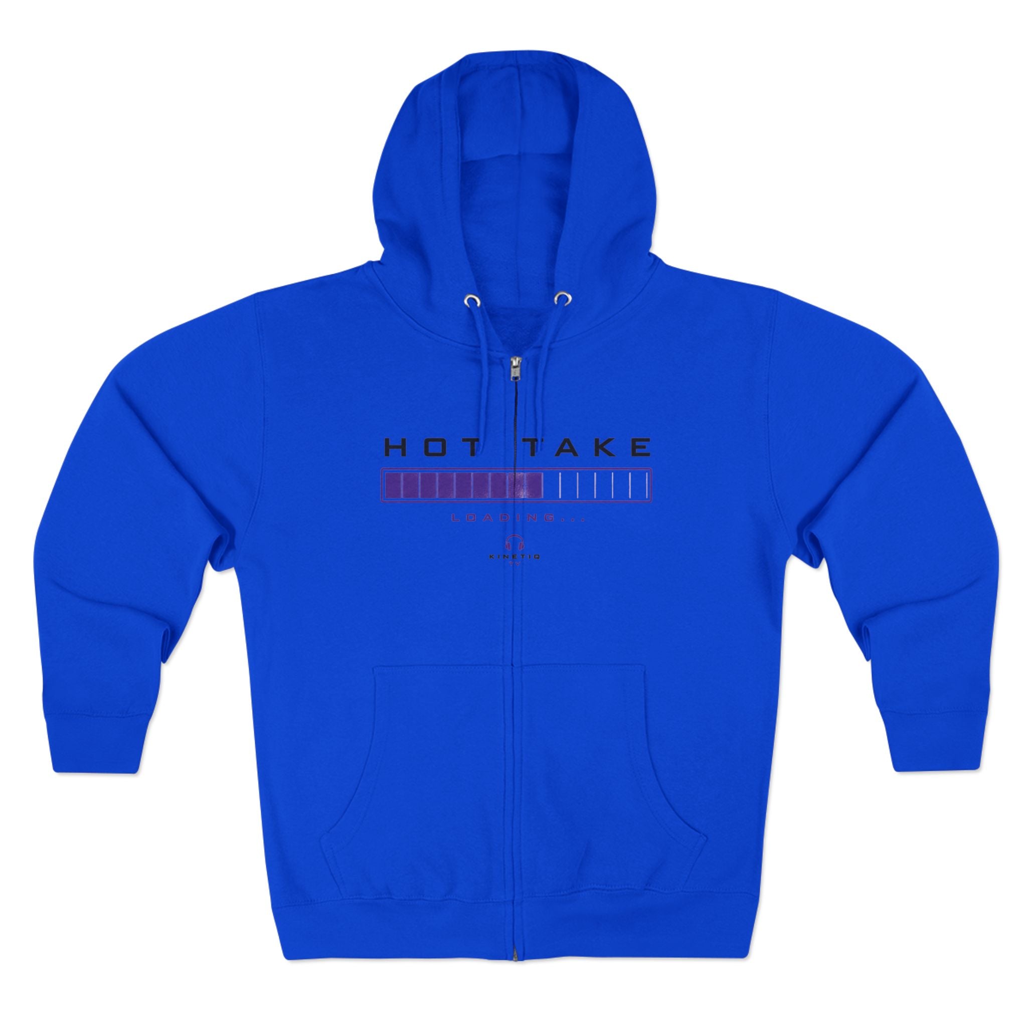 Hot Take Loading Zip Hoodie — "HOT TAKE" Retro Progress Bar Zip Hoodie