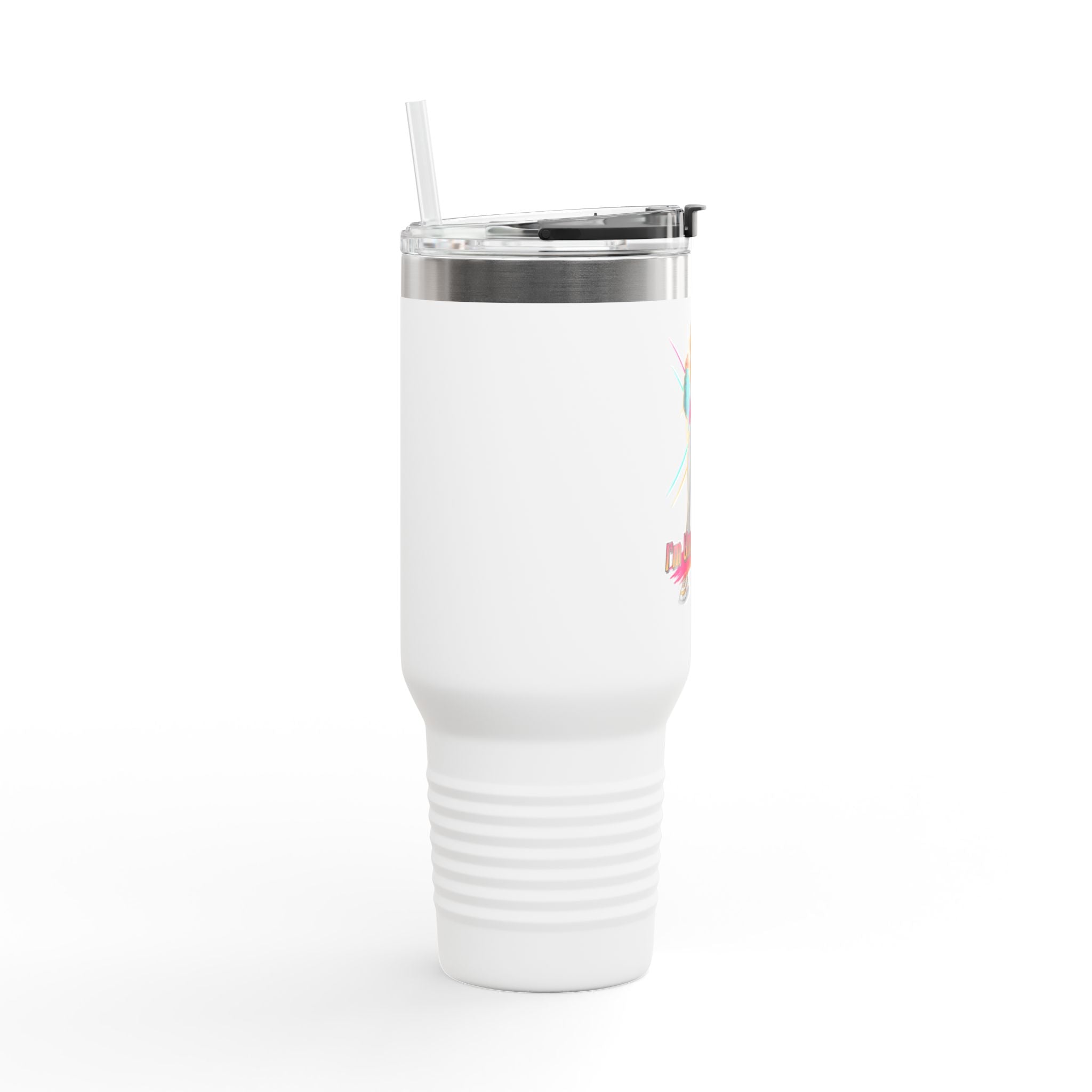 40oz Insulated Travel Mug — “I’m Unstoppable” Retro Fitness Graphic