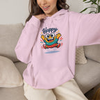 Happy Blob Cartoon Hoodie | kawaii minimal, thick outline mood face
