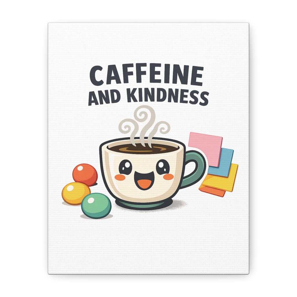 Caffeine and Kindness Canvas | Office Humor, Coffee Fuel Wall Art