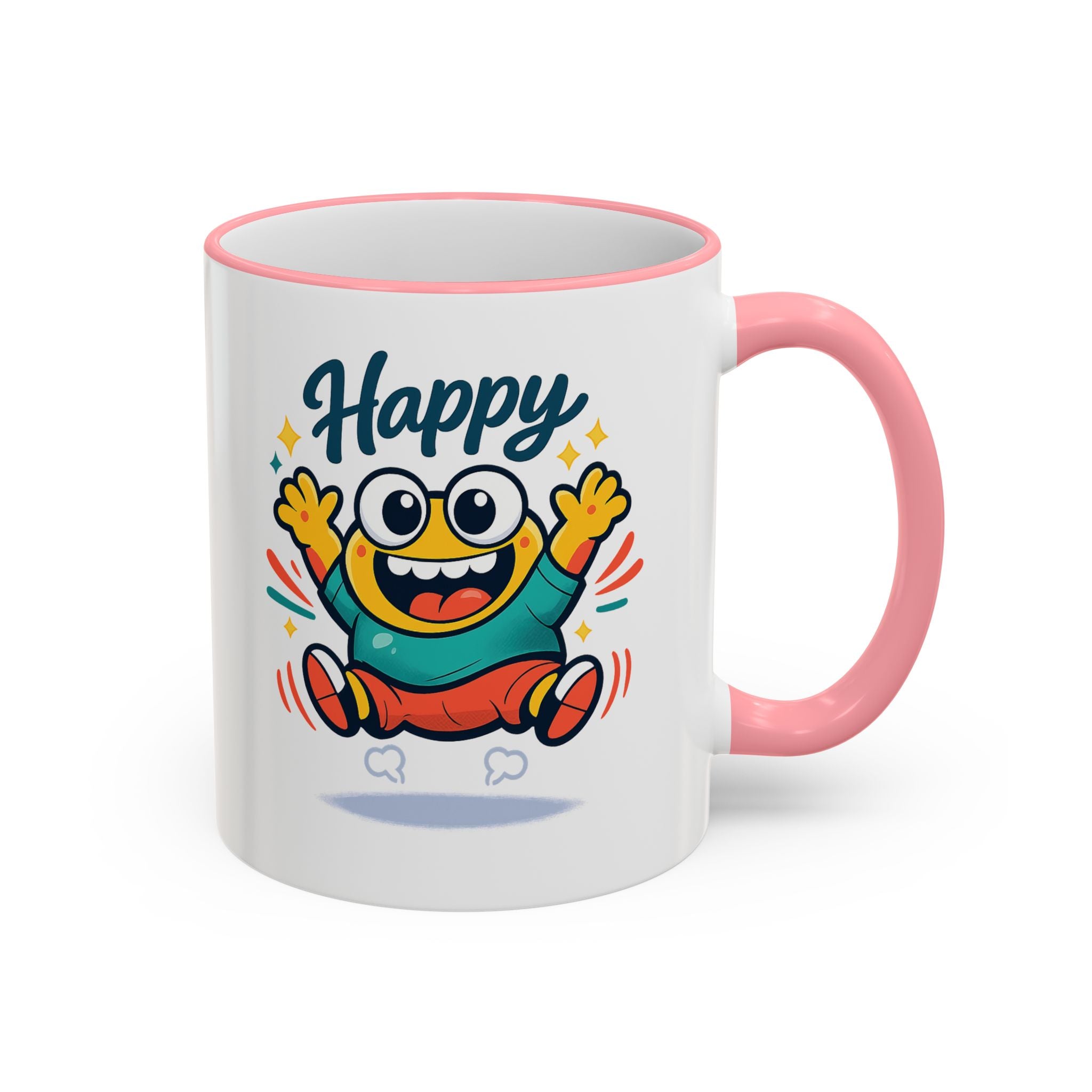 Happy Monster Accent Mug - Cute Cartoon Coffee Cup (11oz/15oz)