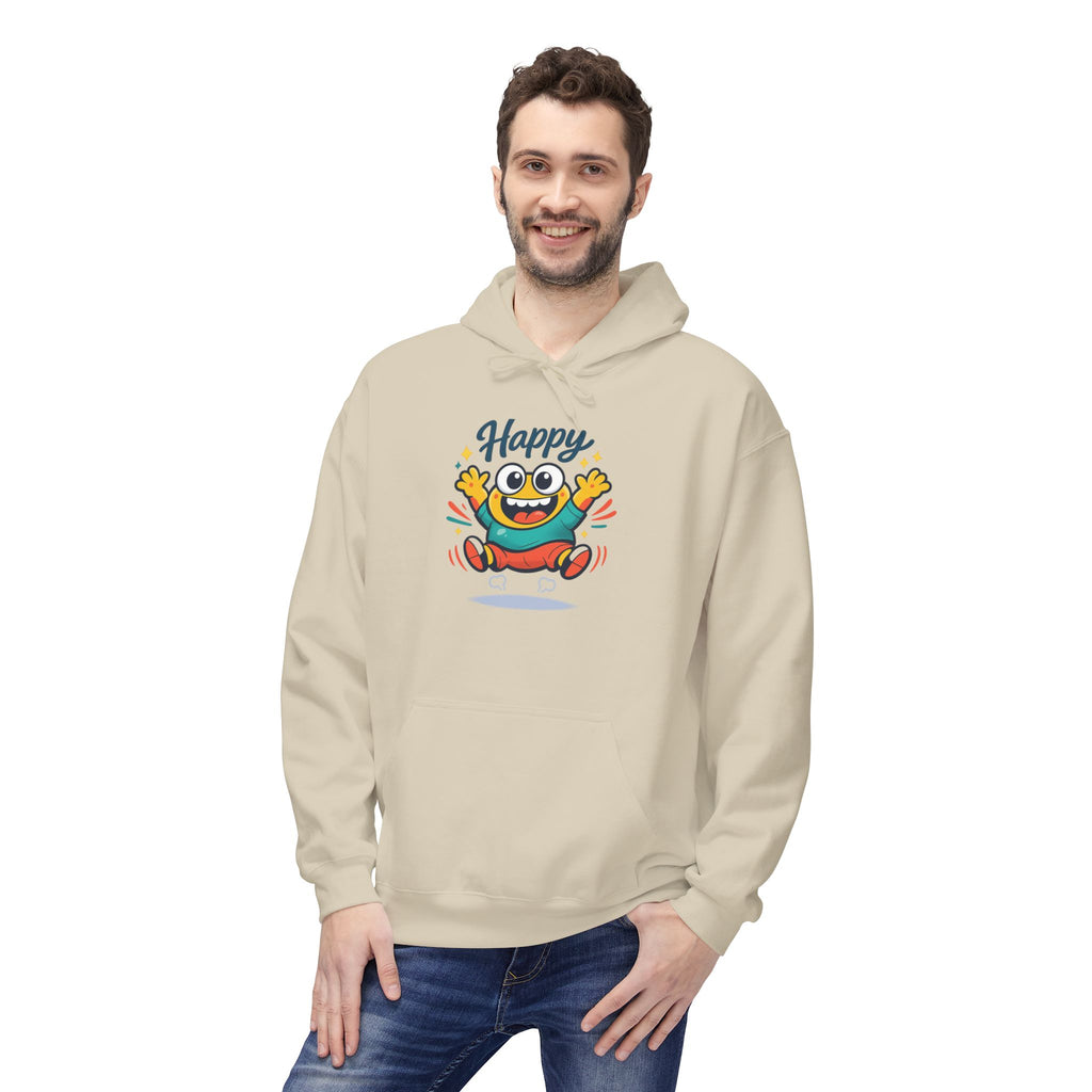 Happy Blob Graphic Hoodie – Cute Cartoon 'Happy' Pullover