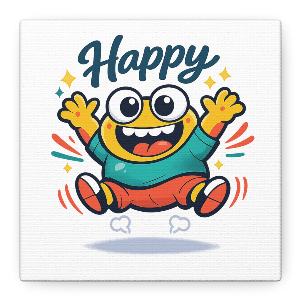 Happy Blob Cartoon Canvas | Bold Cartoon, Thick Outline, Kawaii Minimal