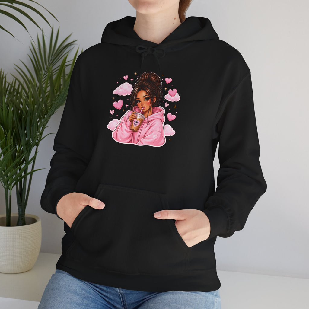 Cute Pink Heart Girl Hoodie — Cozy Graphic Sweatshirt