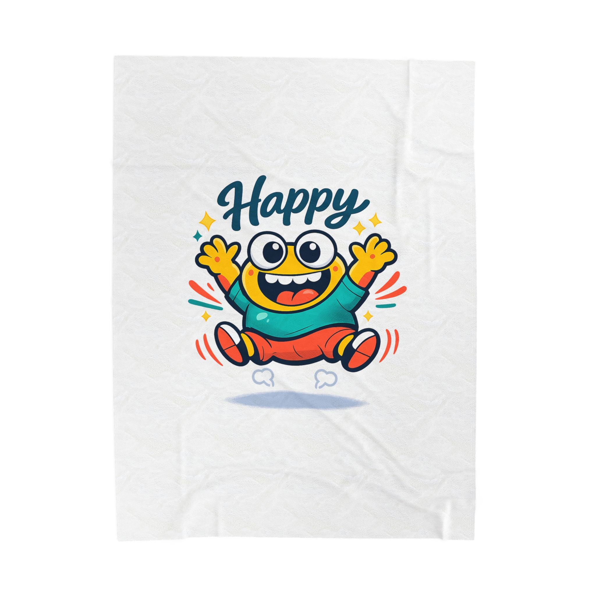 Happy Mood Face Velveteen Blanket - Cute Cartoon Throw