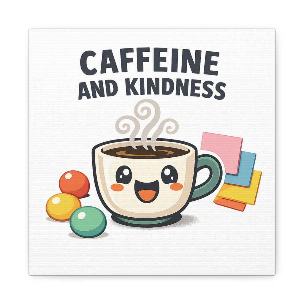 Caffeine and Kindness Canvas | Office Humor, Coffee Fuel Wall Art