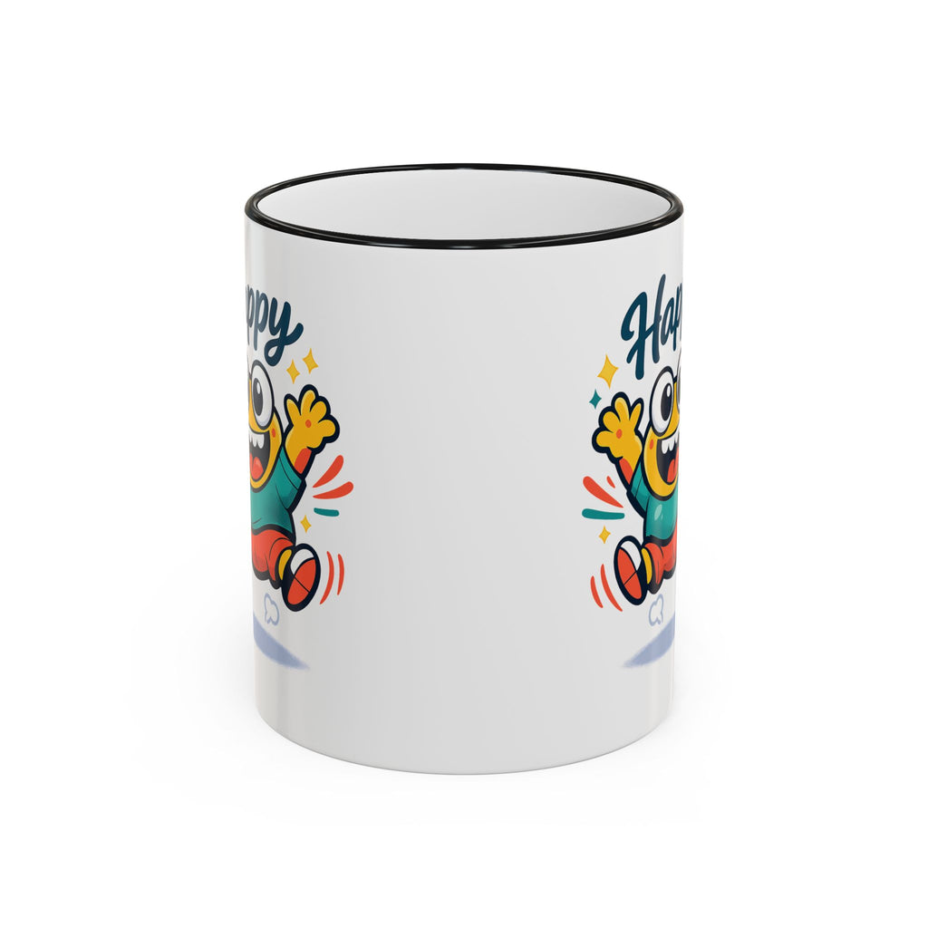 Happy Monster Accent Mug - Cute Cartoon Coffee Cup (11oz/15oz)