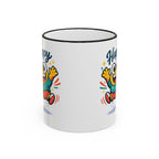Happy Monster Accent Mug - Cute Cartoon Coffee Cup (11oz/15oz)
