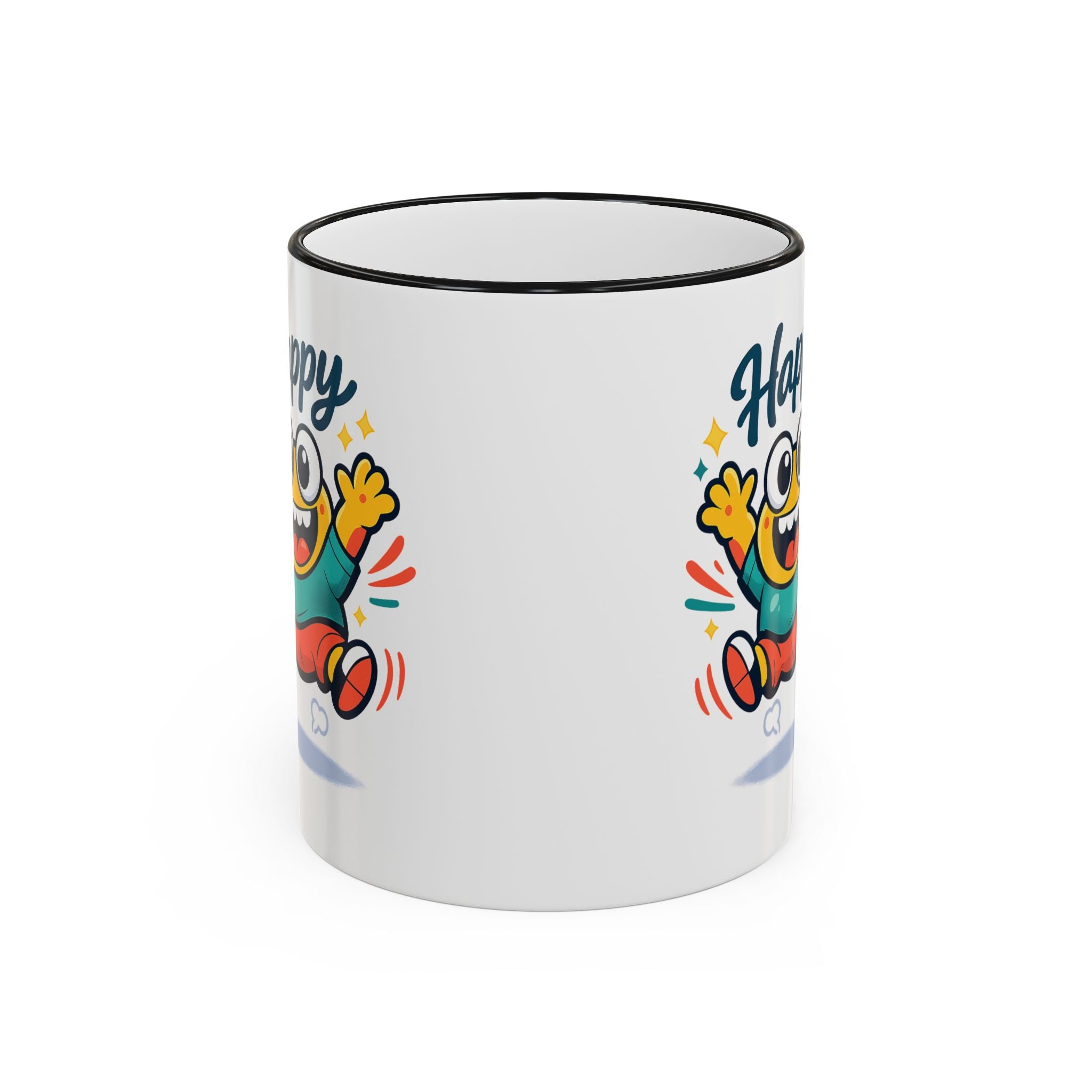 Happy Monster Accent Mug - Cute Cartoon Coffee Cup (11oz/15oz)