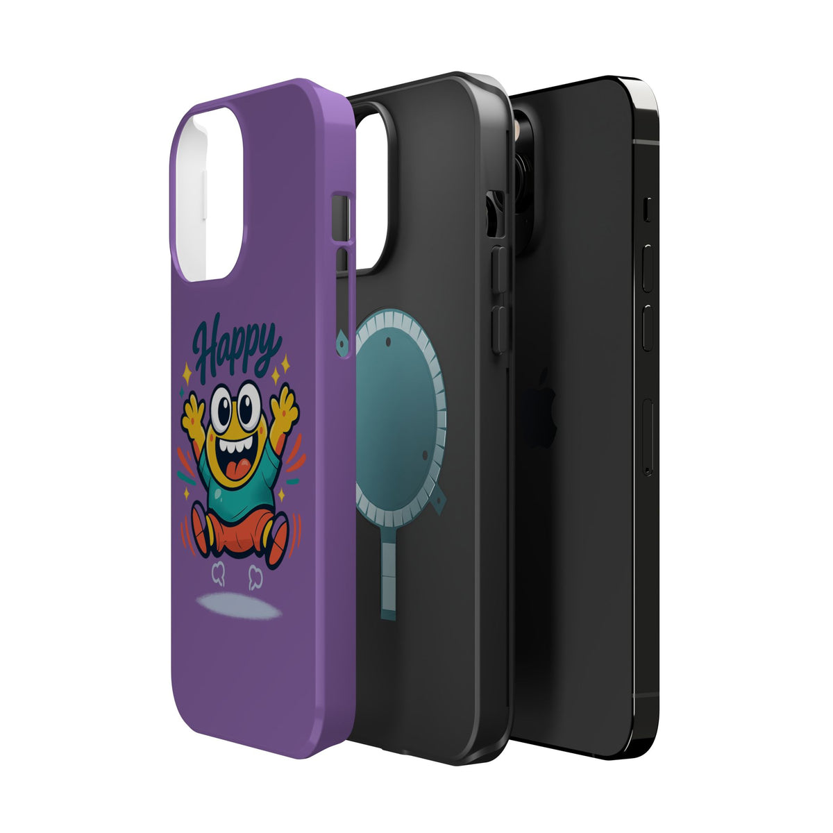 Happy Monster Magnetic Protective Phone Case Purple