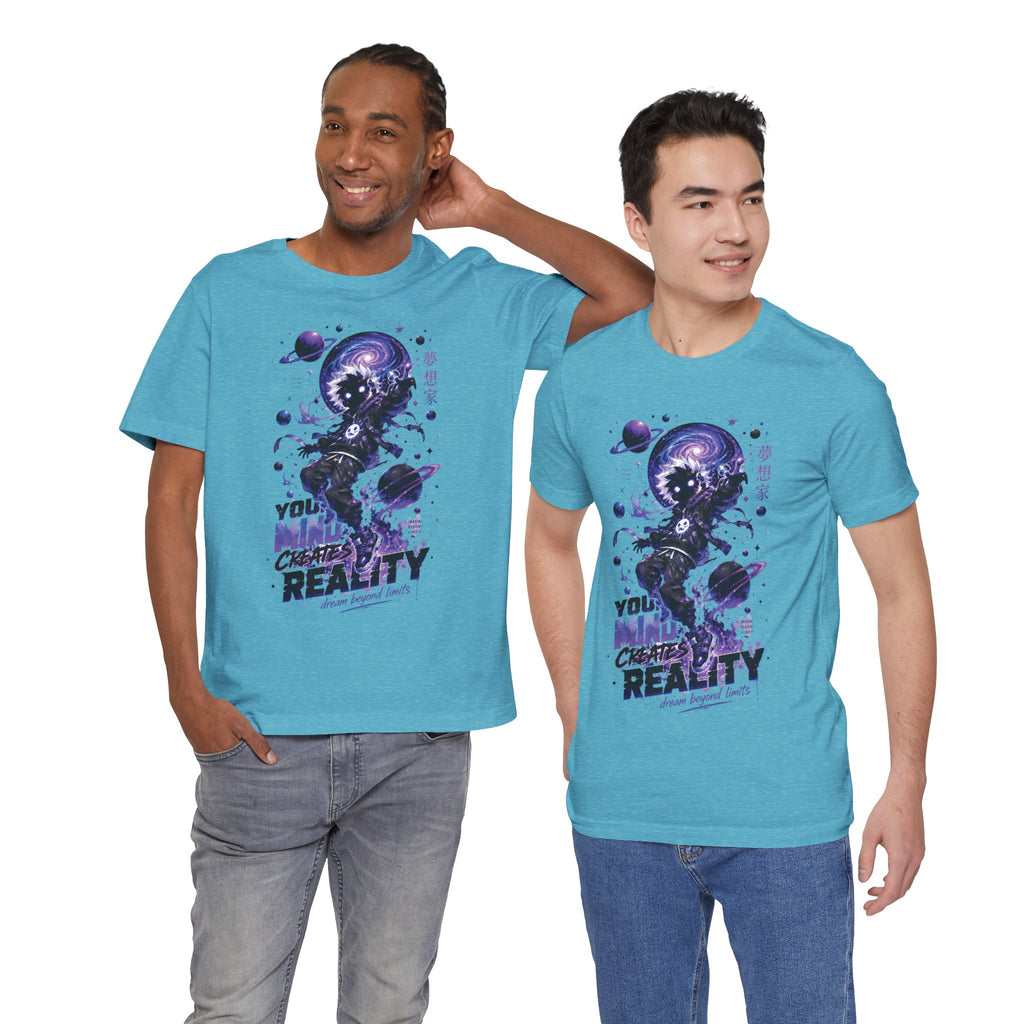 Astronaut Galaxy Tee — "Your Mind Creates Reality" Space Graphic T-Shirt