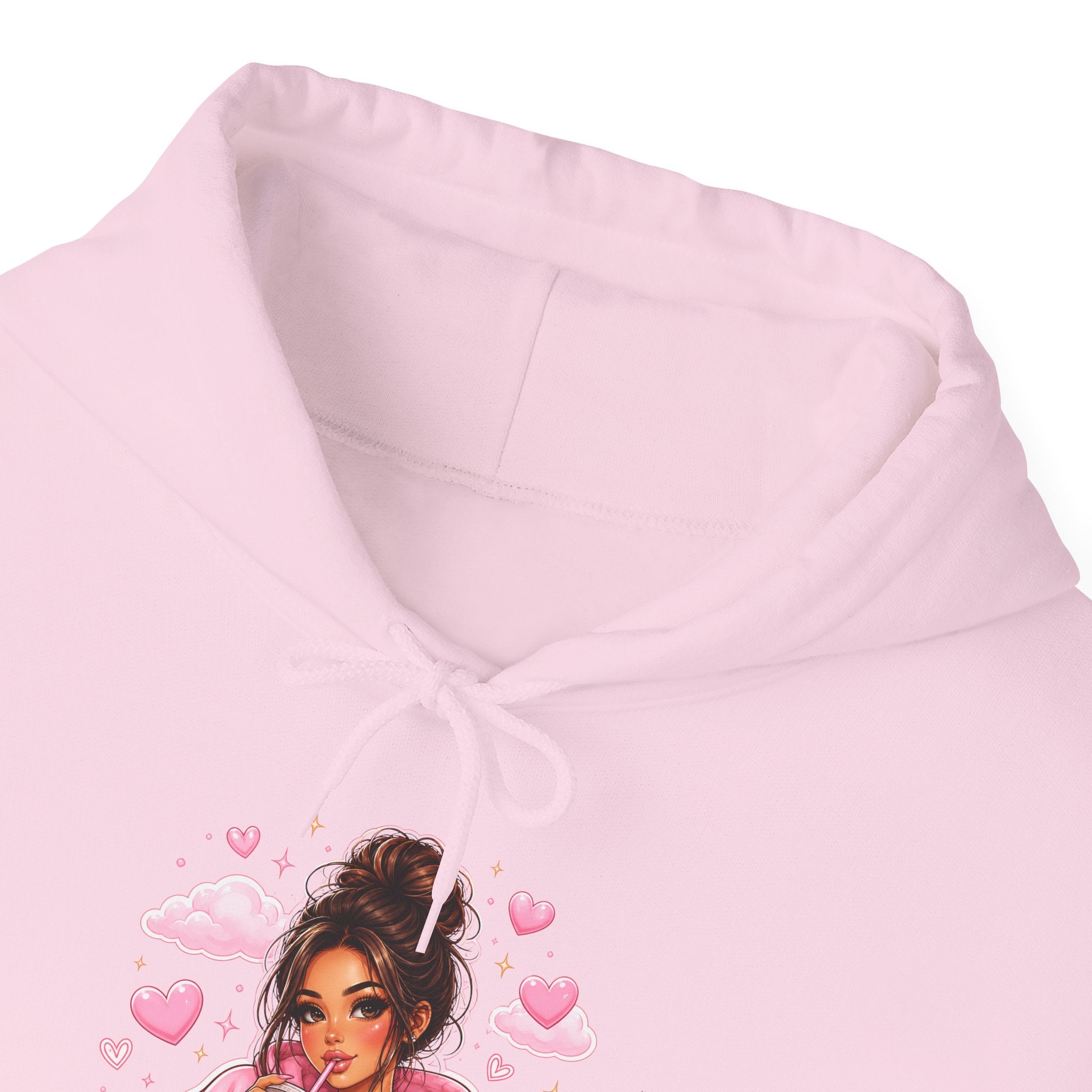 Cute Pink Heart Girl Hoodie — Cozy Graphic Sweatshirt