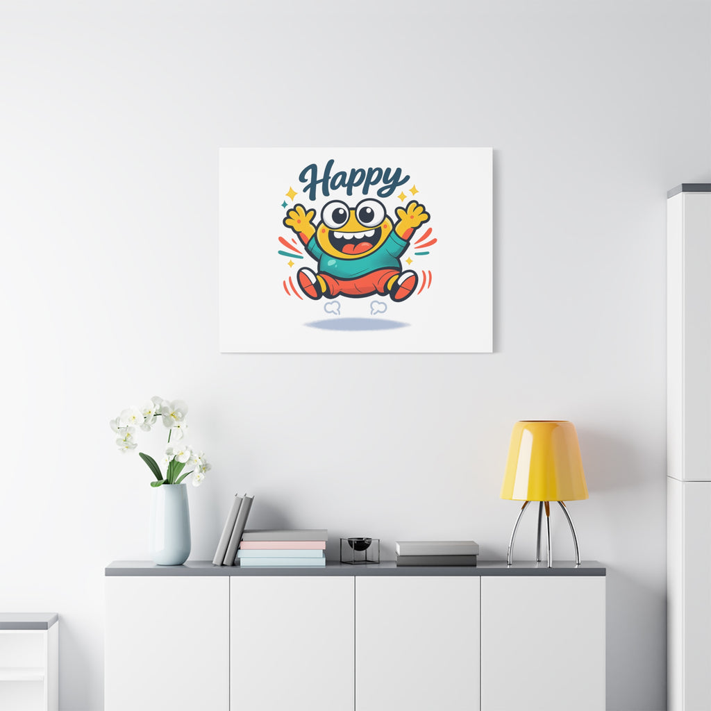Happy Blob Cartoon Canvas | Bold Cartoon, Thick Outline, Kawaii Minimal