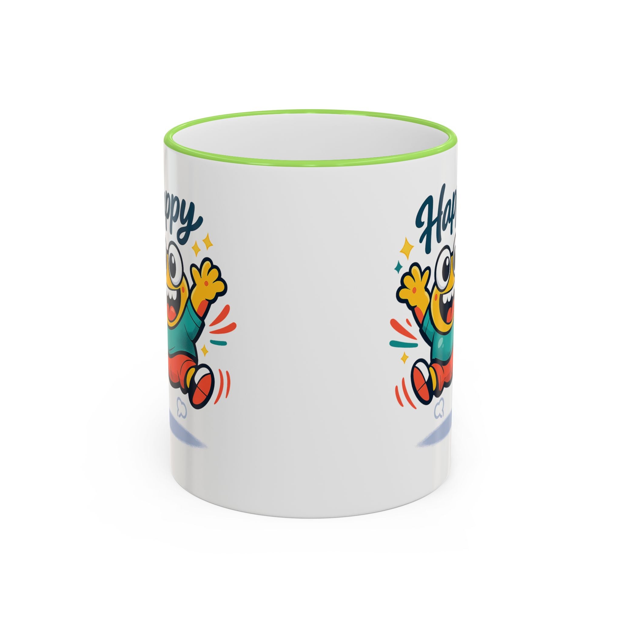 Happy Monster Accent Mug - Cute Cartoon Coffee Cup (11oz/15oz)