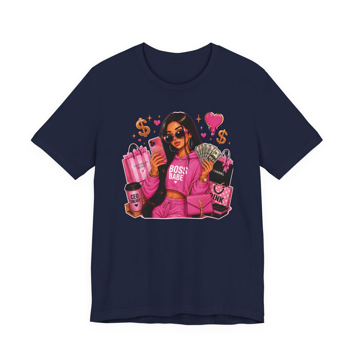 Boss Babe Pink Fashion T Shirt Glam Shopping Graphic Tee