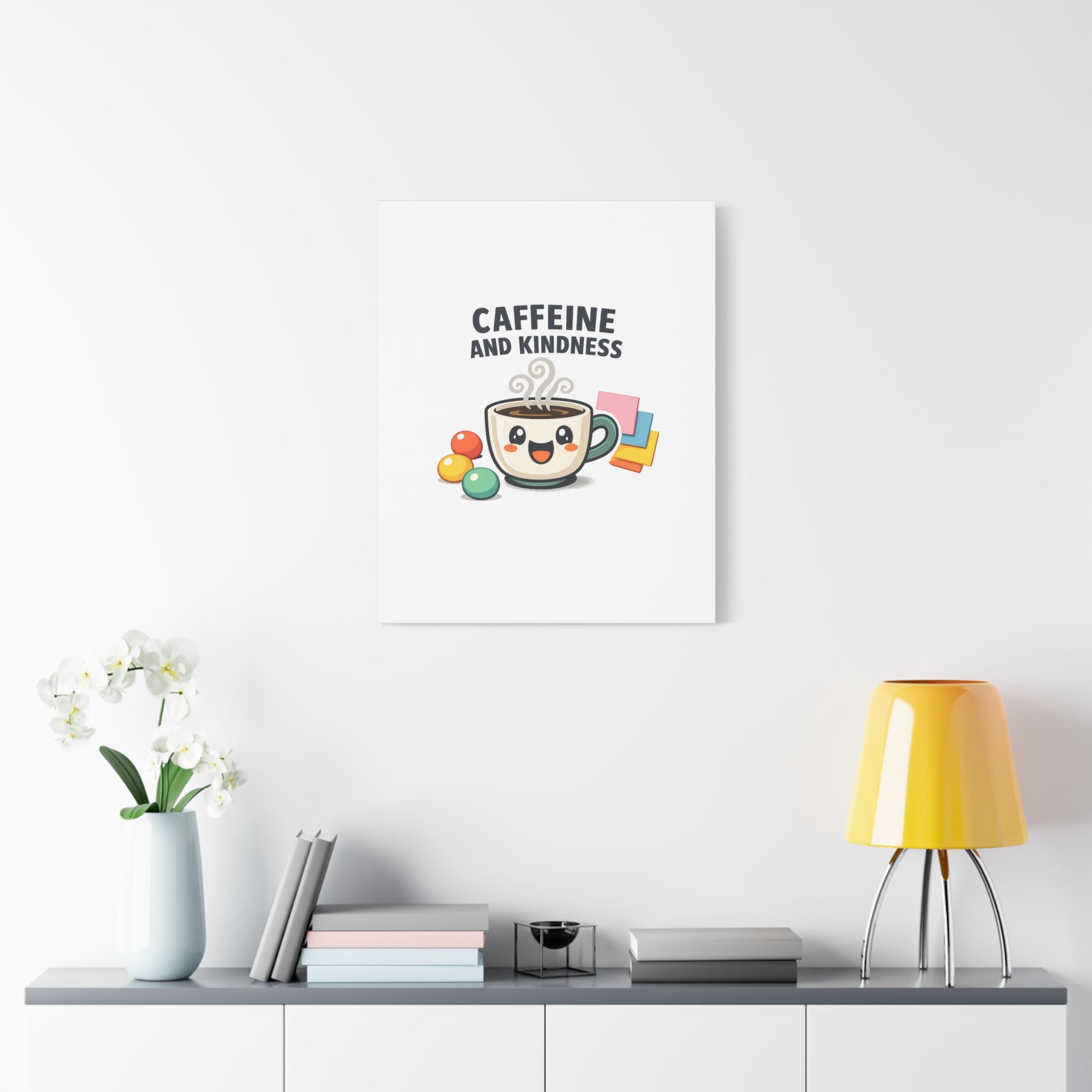 Caffeine and Kindness Canvas | Office Humor, Coffee Fuel Wall Art
