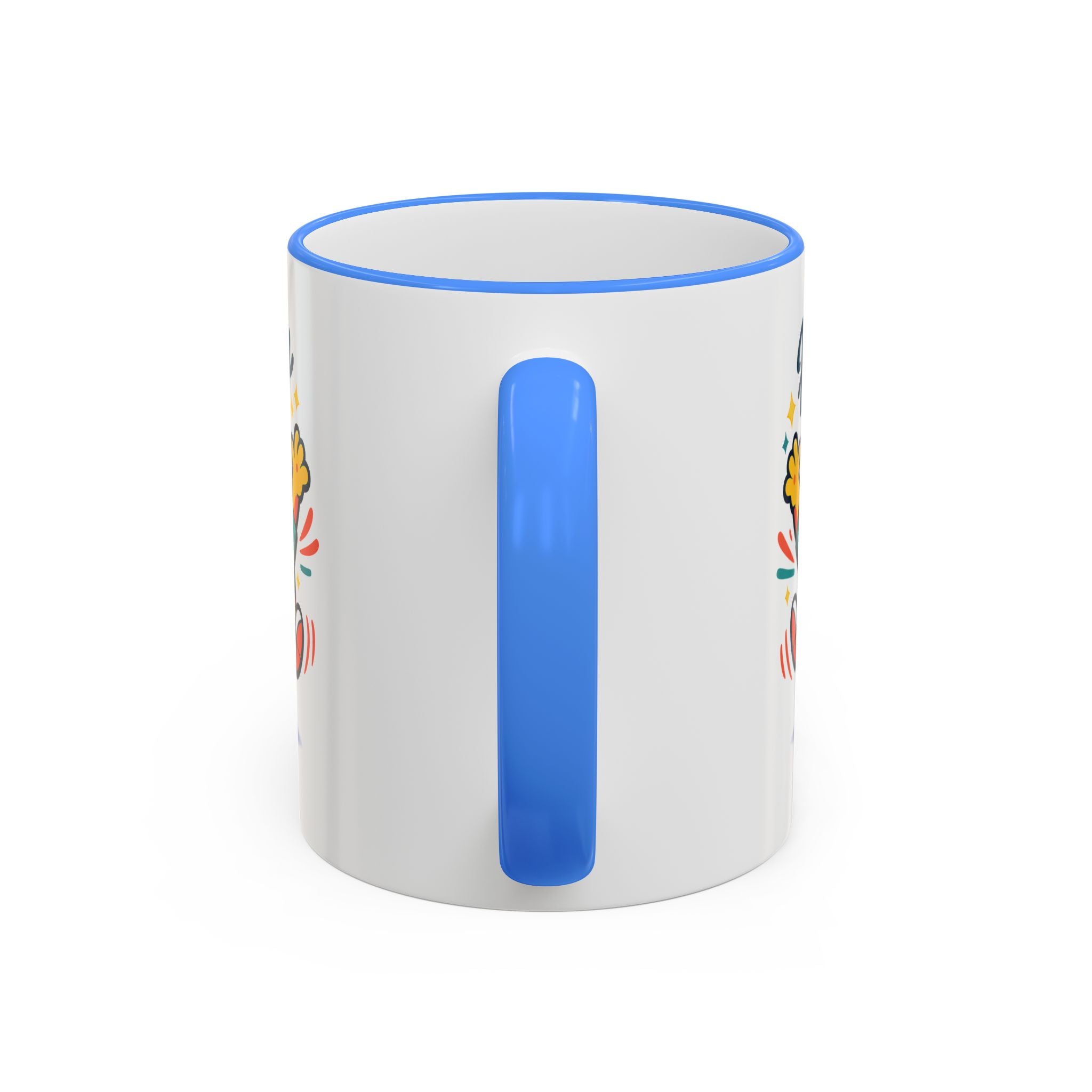 Happy Monster Accent Mug - Cute Cartoon Coffee Cup (11oz/15oz)