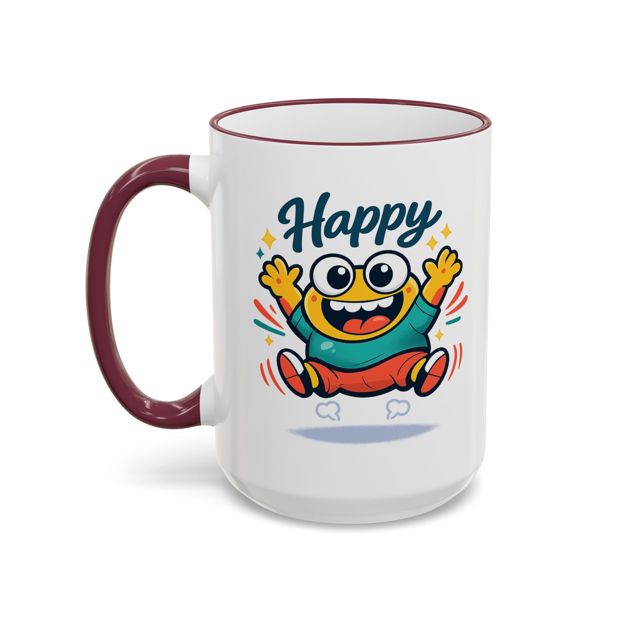Happy Monster Accent Mug - Cute Cartoon Coffee Cup (11oz/15oz)
