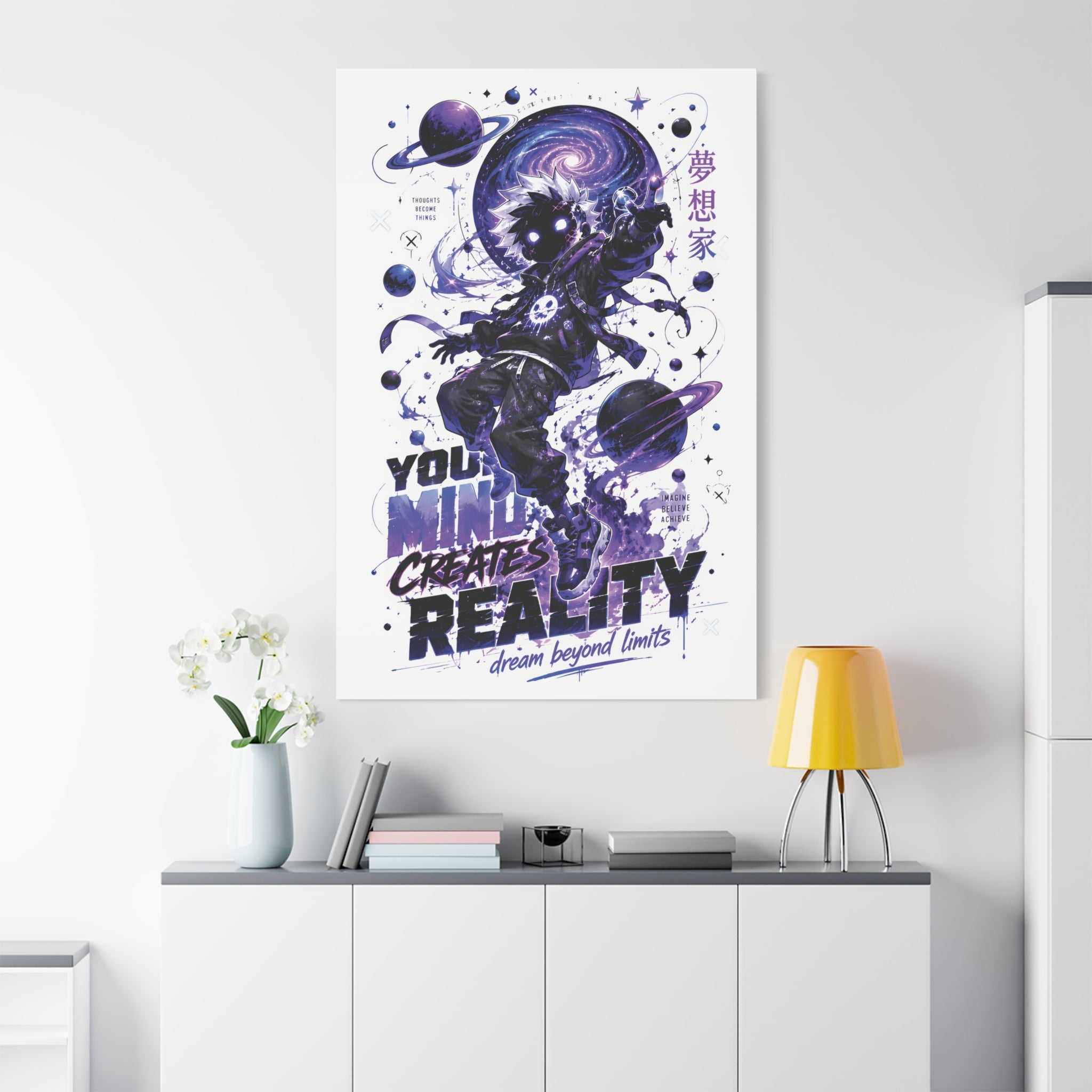 Space Astronaut Canvas Print — “You Mind Creates Reality” Inspirational Wall Art