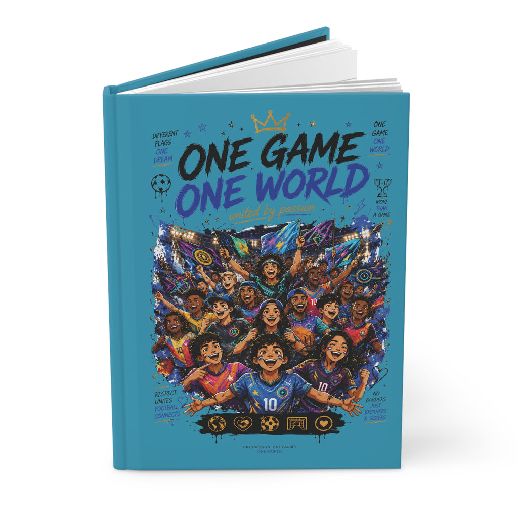 One Game One World Hardcover Journal — Personalized Soccer Team Number Notebook