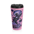 Galaxy Astronaut Travel Mug — "You Create Reality" Pink Stainless Steel Tumbler (Carnation Pink)