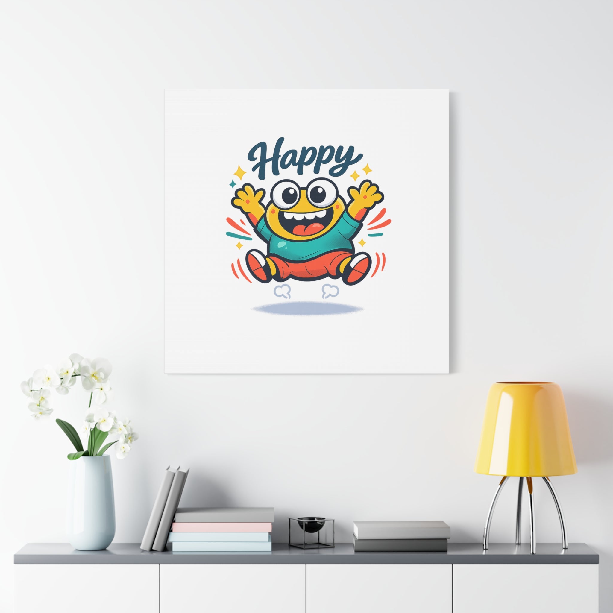 Happy Blob Cartoon Canvas | Bold Cartoon, Thick Outline, Kawaii Minimal