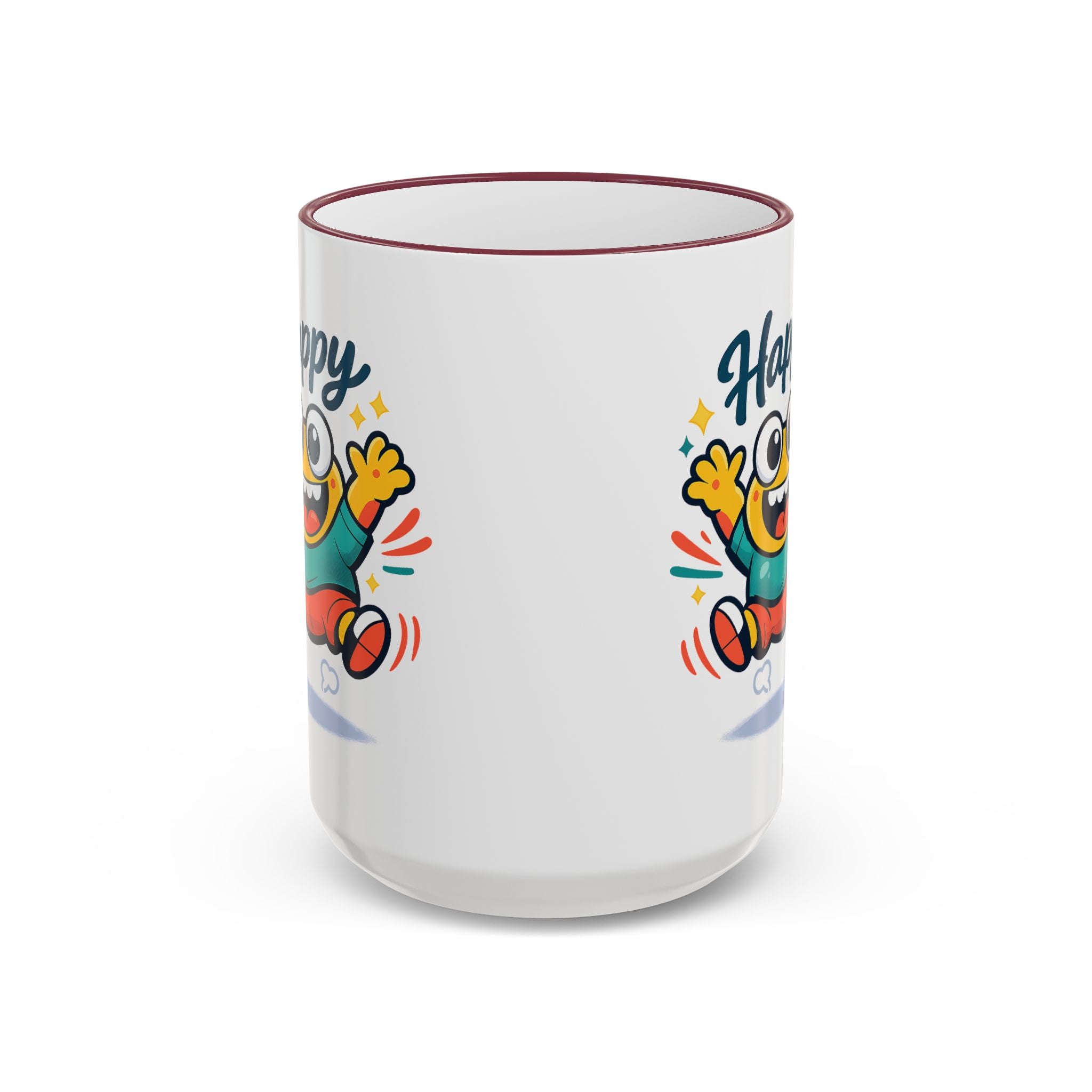 Happy Monster Accent Mug - Cute Cartoon Coffee Cup (11oz/15oz)