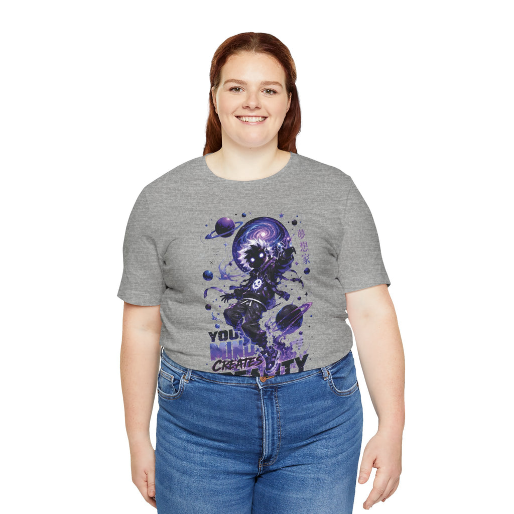 Astronaut Galaxy Tee — "Your Mind Creates Reality" Space Graphic T-Shirt