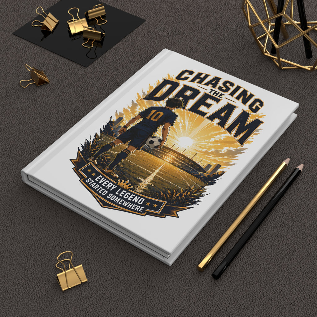 Soccer Journal – "Chasing the Dream" Inspirational Hardcover Notebook (Personalize Name & Number)