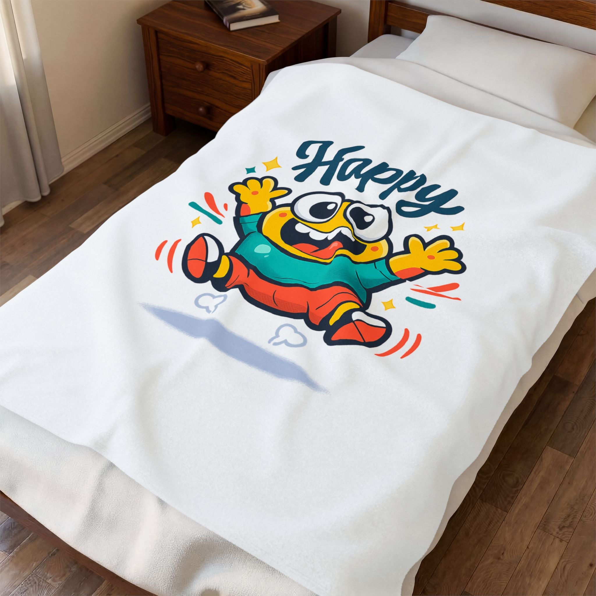 Happy Mood Face Velveteen Blanket - Cute Cartoon Throw