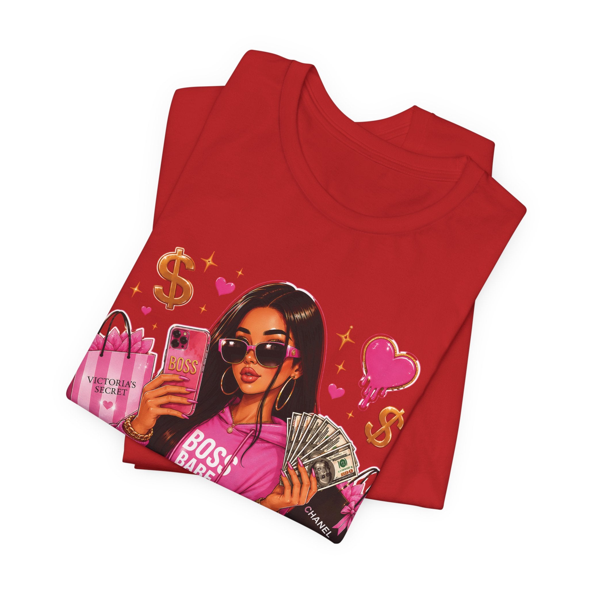 Boss Babe Pink Fashion Tee — Women’s Glam Money & Shopping Graphic Shirt