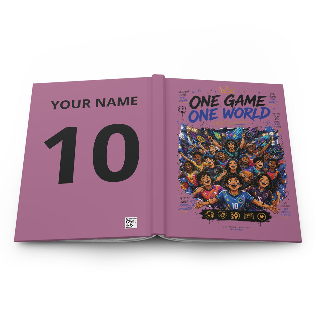 One Game One World Soccer Journal — Personalized Hardcover Notebook