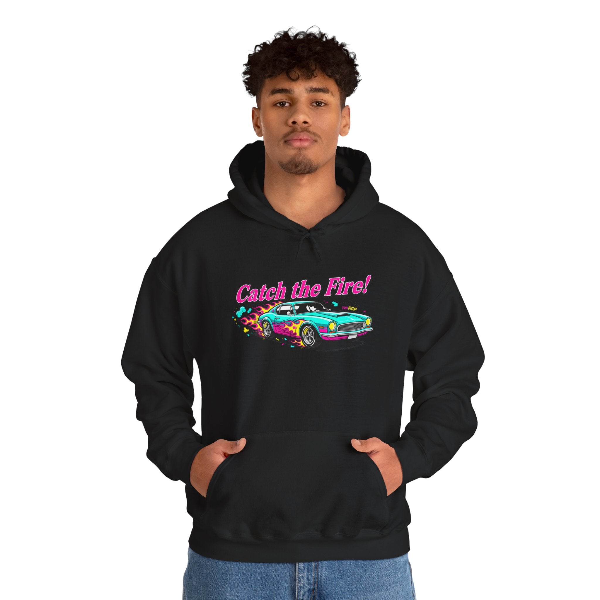 Retro Cartoon Dragster Hoodie – Vintage Racing Flame Graphic Pullover