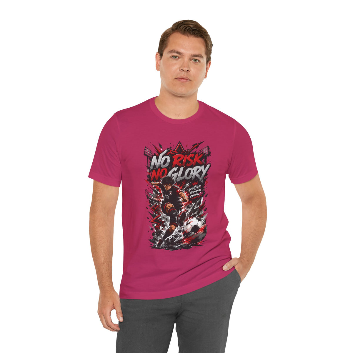 No Risk No Glory Soccer Graphic T Shirt