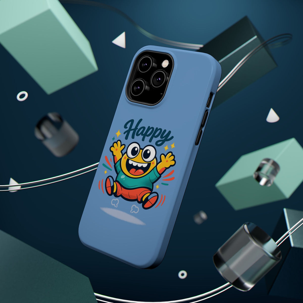 Happy Monster Magnetic Protective Phone Case Blue