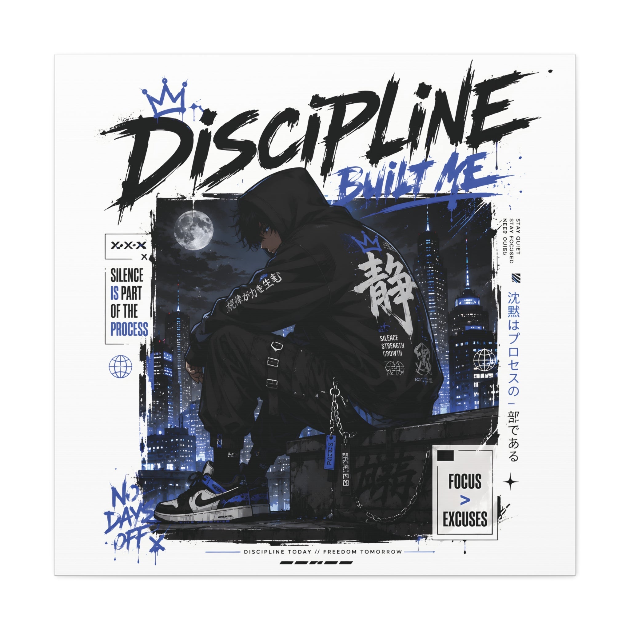 Discipline Built Me Canvas Print — Urban Streetwear Motivational Wall Art