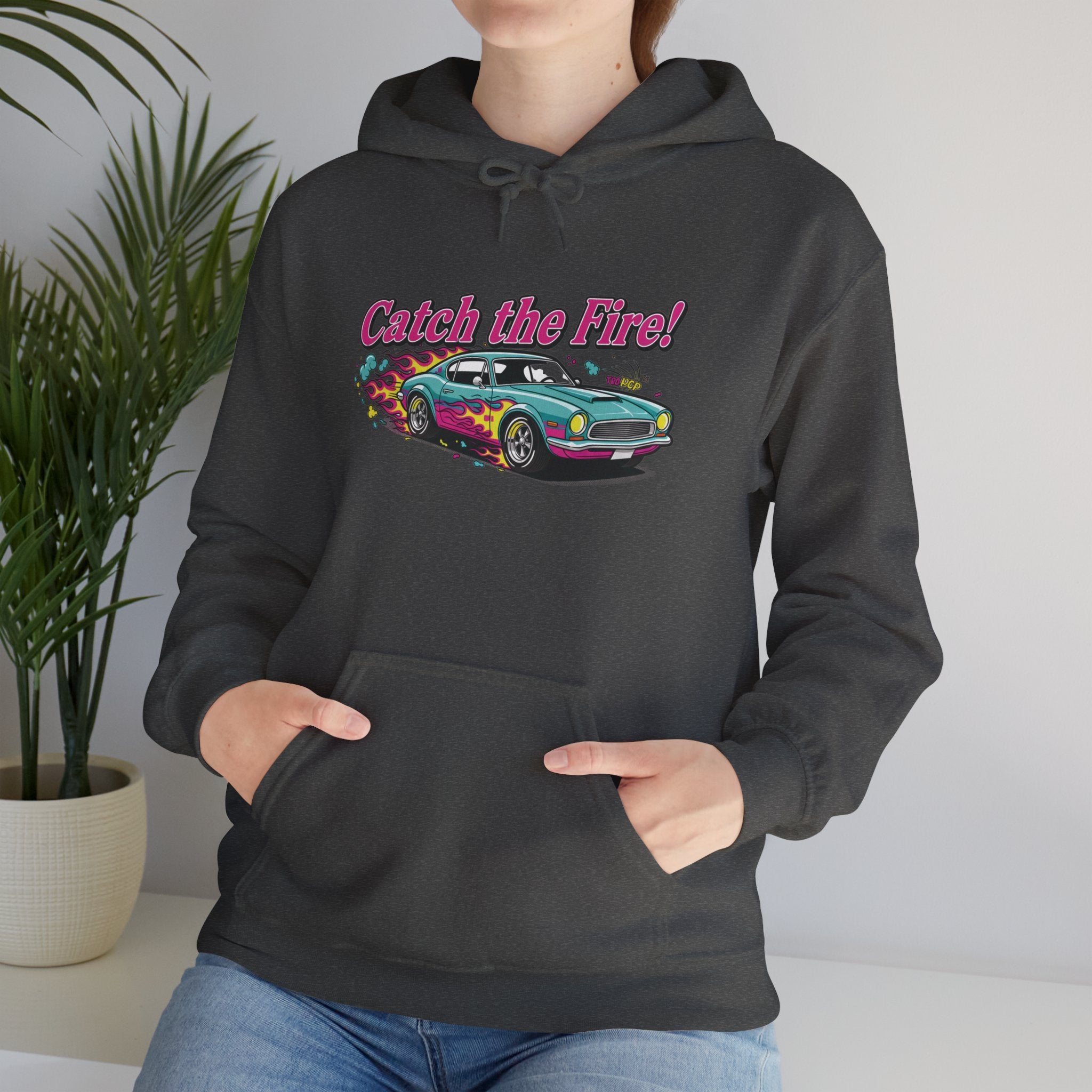 Retro Cartoon Dragster Hoodie, racing flame shirt, vintage car illustration