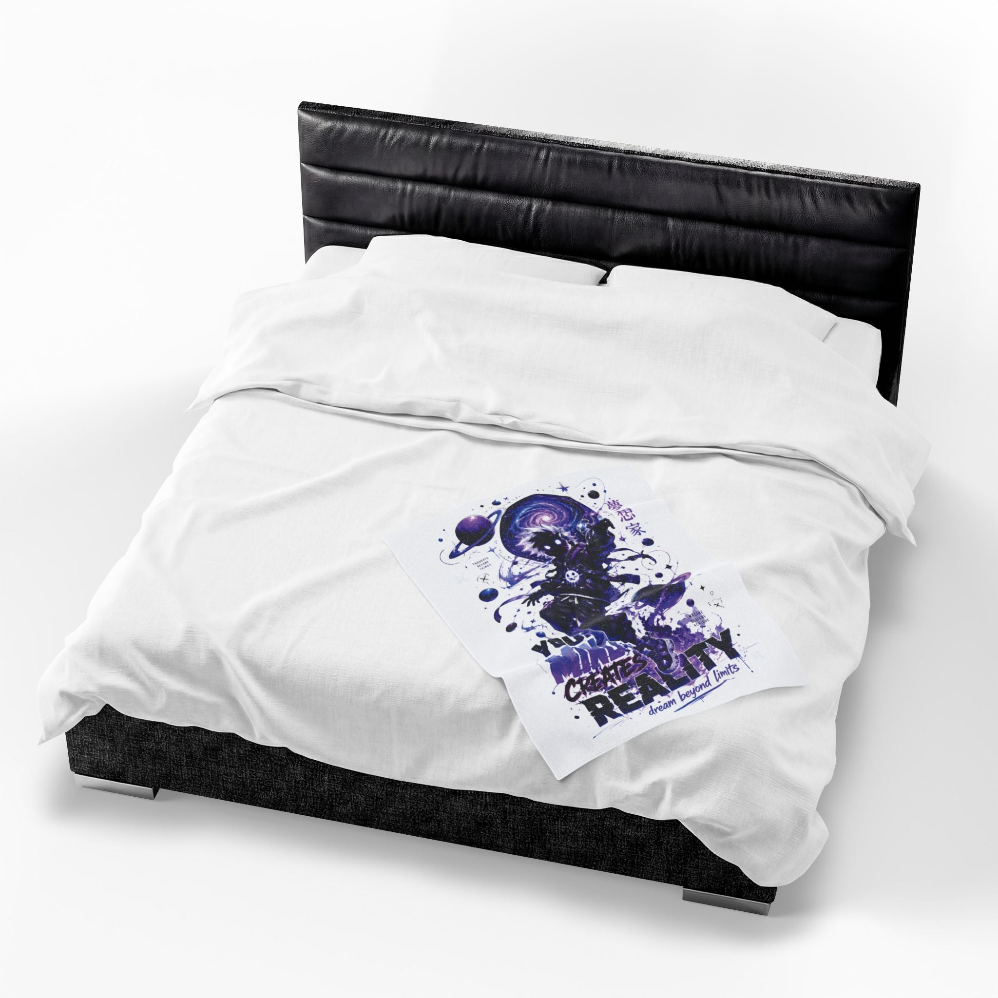 Velveteen Plush Blanket — Cosmic Astronaut 'Your Mind Creates Reality' Soft Throw